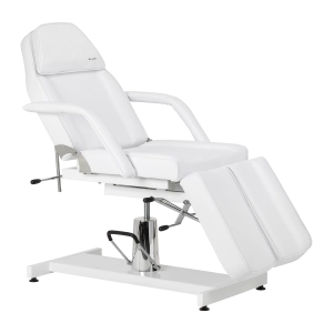 Fotel kosmetyczny hydrauliczny do pedicure Sillon 210 z kołyską i dzielonym podnóżkiem biały