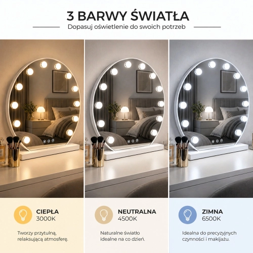 Lustro zdobione GLAMOUR LED 50cm