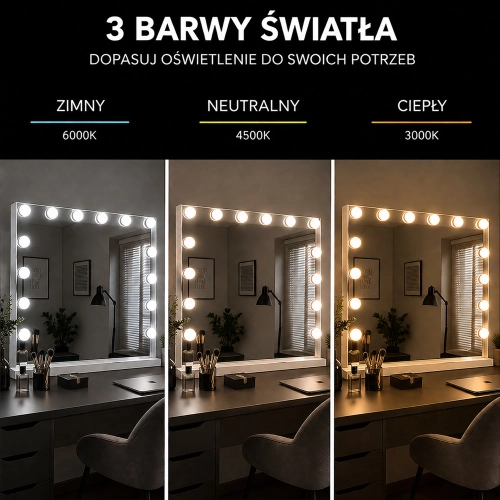Lustro podświetlane LED HOLLYWOOD 80x65cm